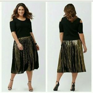 Lane Bryant Gold Pleated Skirt